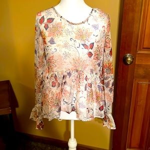 Beautiful see-thru sheer blouse, great for camisole, colorful, Hayden LA